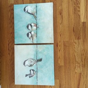 Chickadee canvas paintings- set of two